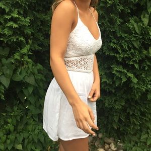 White Crochet Romper
